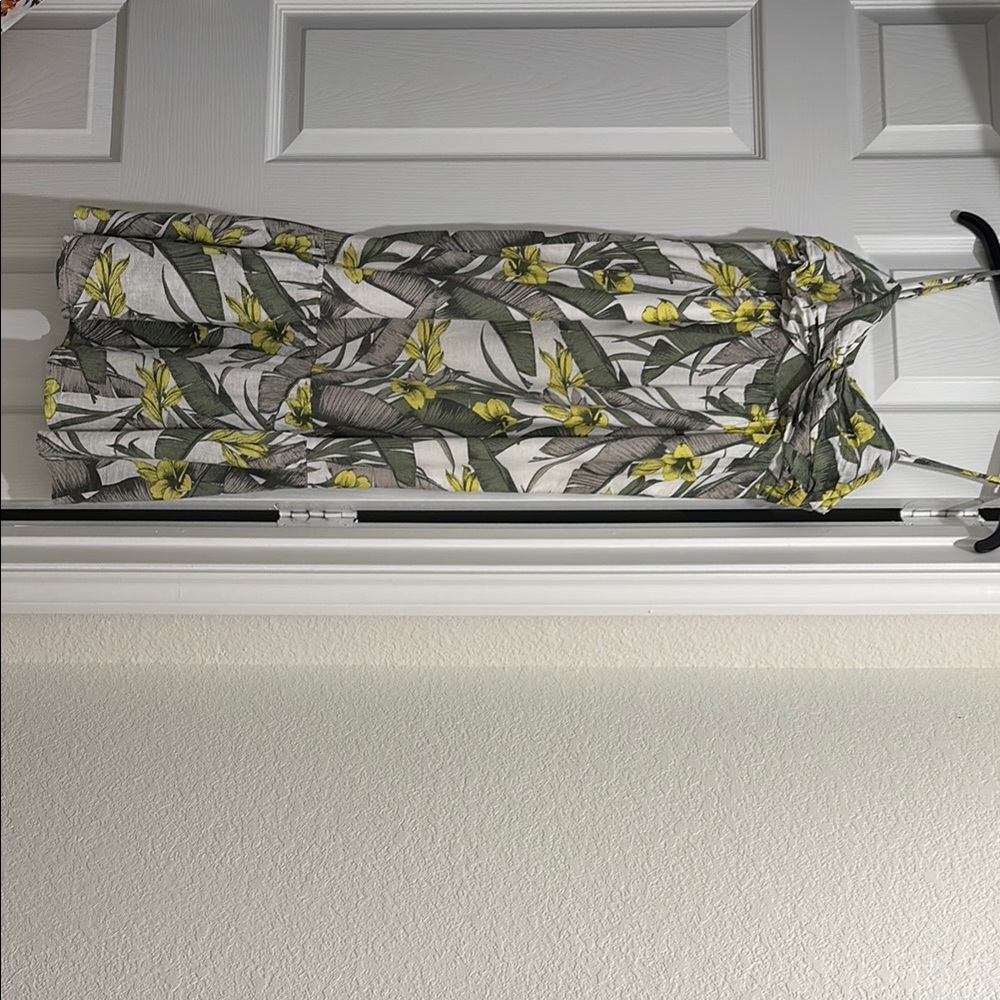 Banana Republic Floral Midi Dress - Gray and Yellow